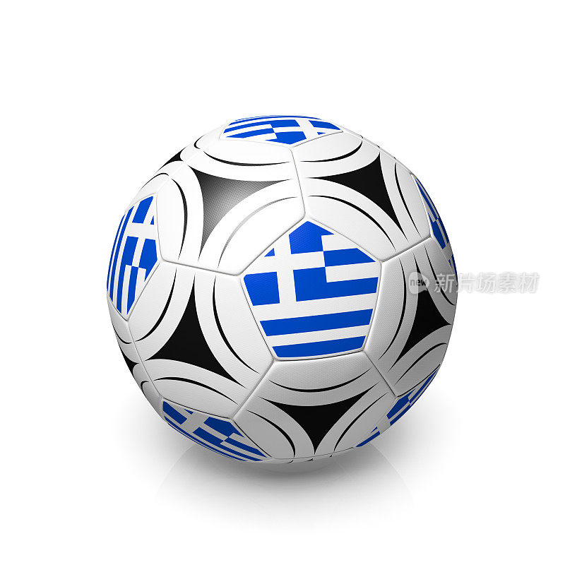 足球/足球与希腊国旗，孤立的白色